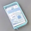 Bolsa de Almacenamiento Transparente de Sarja A6 Pegatina de Película Cortada Bolsa de Almacenamiento de Pegatinas Material para Diario Personal Color Sólido Simple Fresco Estuche para Lápices Gran Capacidad