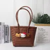 Bolsa de Rattan Estilo Artesanal de Celebridade da Internet Gatinho, Bolsa de Mão com Alça de Bambu, Presente Souvenir, Bolsa de Casamento com Trama Diagonal, Bolsa de Presente