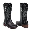 Botas de Novo Estilo Tamanho 48 Tamanho Grande para Outono e Inverno, Botas da Moda Amazon, Salto Médio, Bico Redondo, Salto Quadrado, Calce Fácil, Estilo Europeu e Americano, Botas Femininas Aliexpress