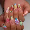 Decoración de Accesorios con Cuentas de Acero de Flor 3D Estilo Francés con Forma de Almendra Portátil Pegatinas para Uñas Postizas Removibles con Pintura