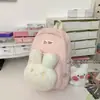 Mochila Pequeña Nueva para Estudiantes Universitarias Color Sólido Mochila de Conejo Estilo Ins Japonés Chica Suave Chica Linda Mochila de Doble Hombro