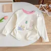 Nuevo Top de Manga Larga Fino para Niña con Cuello Redondo y Estampado de Dibujos Animados, Dulce, Lindo y Versátil, para Primavera y Otoño