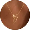 Collar Transfronterizo Europeo y Americano con Temática Oceánica con Corazón de Cobre en Forma de Luna, Estrella de Mar, Moño, Copo de Nieve, Cruz, Colgante de Softbol, Joyería para Mujer