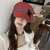 Gorra Plaid Hecha a Mano con Lazo para Mujer, Nuevo Estilo de Verano, Boina Usada al Revés, Gorra Newsboy que Adelgaza el Rostro para Primavera y Otoño