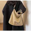 Bolsa Tote de Lona Lavada Simples Estilo Coreano, Estilo Moda de Rua, Grande Capacidade, Bolsa Transversal Masculina para Aula, Bolsa de Tecido
