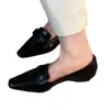 Mocasines de piel de oveja para mujer, estilo retro, versátiles, adelgazantes y fáciles de llevar, con punta cuadrada y tacón grueso