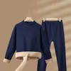 Roupa Térmica de Lã de Camelo para Homens, Espessada com Lã Térmica Adicionada, Retém o Calor e à Prova de Frio, Adequada para Meia-Idade e Idosos, Conjunto de Outono para Homens e Mulheres