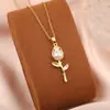 Collar para Mujer con Colgante de Tulipán, Nuevo Collar Colgante Microincrustado de Moda en Tiktok, Elegante y Único, Popular en Redes Sociales, Estilo Europeo y Americano