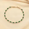 Pulseira Retangular Verde de Alta Qualidade Nicho Retrô Luxo Leve Exquisita Branco Verde Dopamina Super Brilhante Corrente Fina Pulseira Feminina