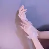 Novia Vestido de Boda Tul Encaje Guantes Rendimiento Diario Regalo Boda Corto Malla Sexy Blanco Mayoreo