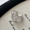 Anel Simples de Flor de Zircônia Design de Nicho Estilo Coreano Prata de Lei S925 Anel Retrô Estilo Coreano Atacado