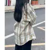 Camisa de cuadros retro americana para hombres y mujeres, adecuada para primavera y otoño, se puede usar en capas como prenda interior, camisa de manga larga, chaqueta limpia para parejas