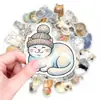50 Pegatinas Nuevas de Gato Lindo Acuarela Transfronterizas, Adorables Pegatinas de Gato Mascota para Botellas de Agua, Diarios, Tabletas, Pegatinas de PP Impermeables