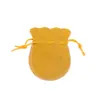 Bolsas de terciopelo con cordón en stock para joyería y empaquetado de regalos, bolsas pequeñas de tela para bolas de salud, venta al por mayor, se pueden imprimir con logo, bolsas con forma de calabaza
