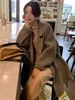 Abrigo de Lana de Alpaca de Doble Faz de Longitud Media con Cuello de Solapa Doble y Cordones Sueltos para Mujer 25 Nuevo Estilo Otoño e Invierno