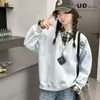 Conjunto de Sudadera Falsa de Dos Piezas Estilo Universitario Nuevo para Niñas, Conjunto de Dos Piezas de Camisa a Cuadros con Parches Estilo Coreano Holgado, Moderno