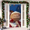 2026 Nova Cortina de Porta Banner de Natal Decoração de Fundo para Fotos ao Ar Livre com Papai Noel e Filhote