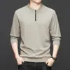 Hoodie Masculino de Manga Longa Moda Outono/Inverno 2026 com Meio Zíper Cor Sólida Camada Base Solta para Meia-Idade Fino