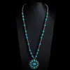 Collar Turquesa Estilo Étnico Retro Bohemio Collar Apilado Estilo Vaquero Occidental Cadena de Suéter de Alta Gama