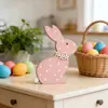 Nuevas manualidades de madera para Pascua, adornos para fiestas de conejos, adornos nórdicos de madera con forma de huevo para el hogar.