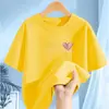 2449 # Camiseta de Algodão Puro de Manga Curta para Meninas Verão 2025 Novo Estilo Tops para Meninas Infantis Estilo Quente de Verão Camisetas