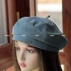 Nueva Moda Japonesa Vintage Hierro Estándar Boina de Mezclilla Primavera y Otoño Dulce Cool Todo Combinable Cabeza Grande Exhibición de Rostro Sombrero de Pintor Pequeño