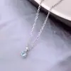 Colar de Prata de Lei S925 Exquisito Zircônia Azul Claro Gota d'Água Feminino Simples Moda High-End Elegante Versátil Corrente de Clavícula