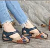 Sandalias de Mujer Verano 2020 Línea Transfronteriza Suela Suave Ligera Talla Grande Hebilla Cruzada Punta Redonda Cuña Sandalias de Comercio Exterior para Mujer