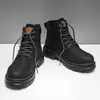 Botas Martin de caña alta nuevas con suela gruesa estilo británico para pareja zapatos acolchados de algodón modernos versátiles botas de trabajo algodón simple mismo estilo