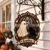 Pingente Metálico Colorido Cruz Halloween Atmosfera de Fantasma Ornamento Pendurado Casa Exterior Decoração Festival de Fantasmas Artesanato