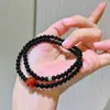 Pulseira de Prata 925 4mm Design de Ágata Vermelha Negra do Sul Multi-Círculos Pulseira