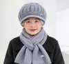 Chapéu de Velha Feminino Outono e Inverno Tricô Casual Moda Chapéu de Mãe Meia-Idade e Idoso Espessado Forrado com Lã Chapéu Quente de Lã Topo Arredondado