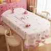 Mantel Estilo Crema, Impermeable, Resistente al Aceite, Mantel de Mesa sin Lavado, Dibujo Animado de Lujo Ligero de Alta Gama, Mantel Ovalado Rosa para Mesa de Café