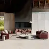 Juego de Sofá de Teca para Exteriores Patio de Villa Silla de Mimbre Impermeable para Exteriores Diseñador Muebles de Madera Maciza para Jardín