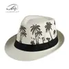 Sombrero de Playa de Protección Solar de Verano para Mujer, Sombrero Jazz con Estampado de Palmera, Sombrero de Paja Transpirable para Hombre