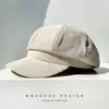 Gorra Octogonal de Pana Negra para Mujer, Otoño e Invierno, Estilo Retro Británico, Visera Curva, Gorra de Panadero Boina, Moda de Hong Kong