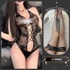Jinxiu Lencería Sexy Nuevo Estilo 2025 Halter de Cuello Pieza Única Sin Quitar Encaje Transparente Cintura Ajustada Corte Cut Out Qqny Tentación