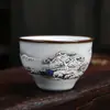 Caneca Jianzhan da Fornalha Ru Caneca de Chá Caneca para Degustação de Chá Padrão Rachado Pode Ser Cultivado Caneca Única Caneca do Anfitrião Tigela de Chá Caneca de Chá Gongfu Presente de Festival