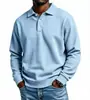 Camisa Polo de Manga Larga Suelta de Color Sólido con Botones Pesados Nueva Europea y Americana para Hombre Ropa Versátil Casual Deportiva Camiseta