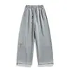 Calça de moletom casual longa para homens, estilo americano com cordão, tachas de alta costura, perna curva, solta e fluida, para o outono