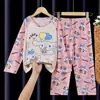 Pijamas para niños, niñas, primavera y otoño, niños, manga larga, finos, dibujos animados, niña pequeña, princesa, estilo occidental, traje de casa para niños grandes