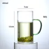Taza de Vidrio de Borosilicato de una Sola Capa, Taza de Vidrio Transparente con Asa de Colores para Jugo y Leche, Taza de Vidrio Espesa de Aspecto Elegante y Simple