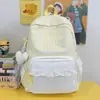 Mochila dulce con estampado estilo coreano para estudiantes de secundaria y preparatoria, con un diseño de ribete de encaje femenino, para uso transfronterizo.