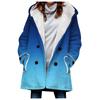 Venta caliente transfronteriza 2023 nueva gabardina para mujer invierno engrosada estilo europeo y americano color degradado abrigo con capucha al por mayor