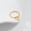Anel Diário de Pérola Gota de Água Diamante Estilo Coreano e Japonês Fino Luxuoso Versátil Aço Titânio Venda Direta da Fábrica