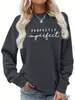 Suéter Casual Holgado de Cuadros Cálido de Otoño e Invierno para Mujer con Estampado de Letras Redondo de Manga Larga