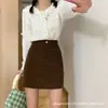 Falda de Pana Talla Grande Otoño/Invierno 2026 para Mujeres Tallas Grandes, Falda Corta de Línea A Adelgazante de Cintura Alta Anti-Exposición, Falda Bodycon Negra