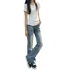 Jeans Americanos de Calle de Tiro Bajo Micro-Campana para Mujer Verano Nuevo Diseño Picante Chica Sentido de Diseño Nicho Ajustados Versátiles Elásticos