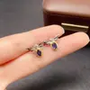 Pendientes de botón de zafiro azul natural en forma de cruz para mujer Accesorios de joyería de nicho de alta gama de plata de ley 925 3*5 Joyería de lujo Venta directa de fábrica