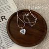 Collar Omni Coreano de Plata de Ley S925 con Textura Irregular en Forma de Corazón con Howlita Azul y Piedra de Lava, Cadena de Corazón de Lujo Ligero